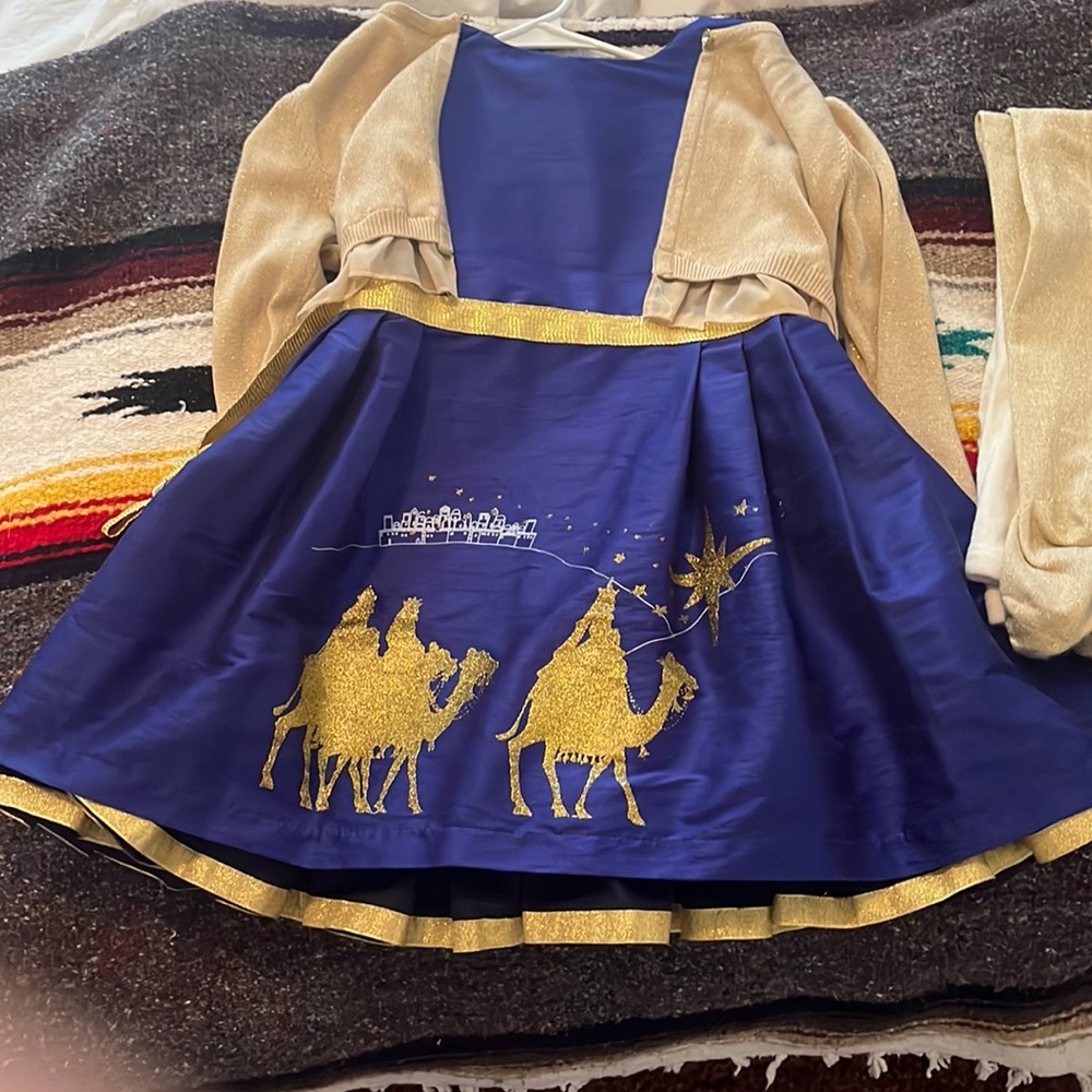 Beautiful Christmas dress with cardigan and tights. Size 8 girls